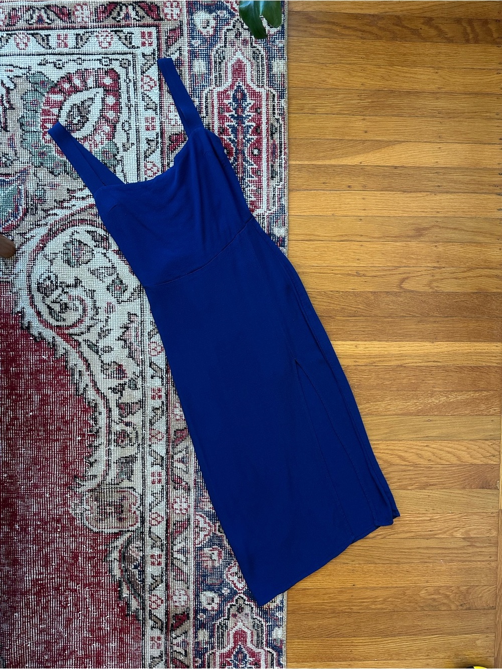 Reformation Navy Blue Midi Dress with Square Neck